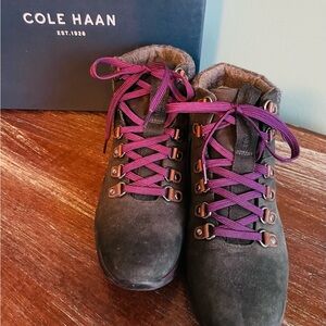Cole Haan Women's Black Boots with Purple Laces